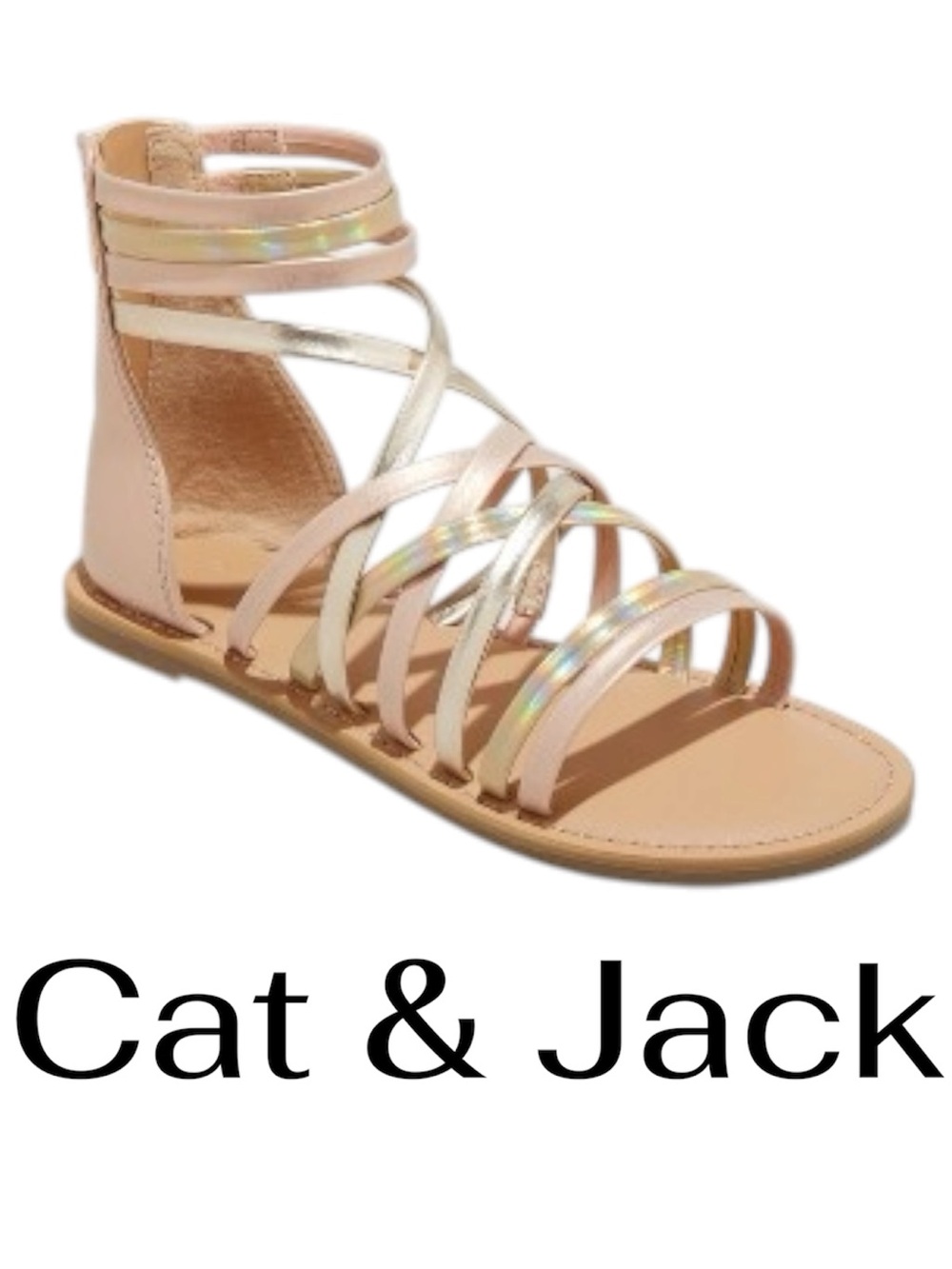 Cat & Jack Girls' Blush Pink Gladiator Sandals - Gold Straps | Girls Size 1